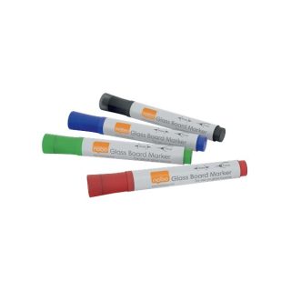 Pack de 4 rotuladores negro, azul, verde y rojo para pizarra en cristal