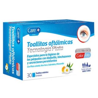 Care+ toallitas oftalmicas plata 30 udes