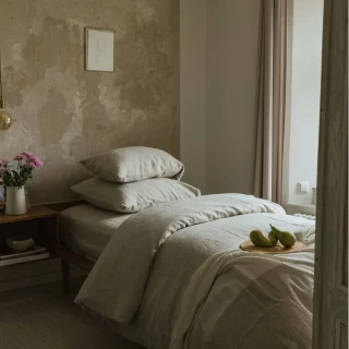 Juego de ropa de cama de lino lavado premium (1 DC+2 fundas de almohada)