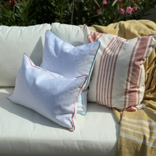 Funda de Cojín AMALFI con ribete Cielo