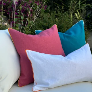 Funda de Cojín AMALFI con ribete naranja