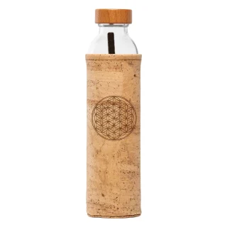 Botella Flaska con tapon de rosca y funda de corcho Flor de la Vida