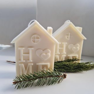 Casita de cera natural de soja con aromas navideños
