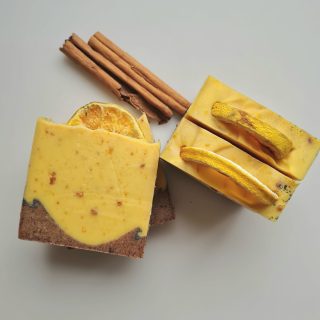 Jabón corporal antioxidante de naranja y canela