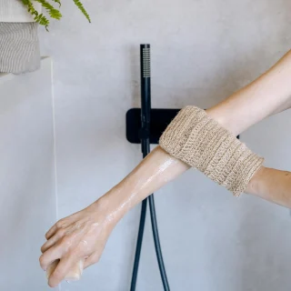 Manopla exfoliante de yute natural