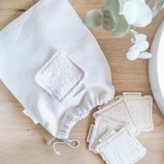 Pack 5 discos desmaquillantes reutilizables y bolsa para guardarlos